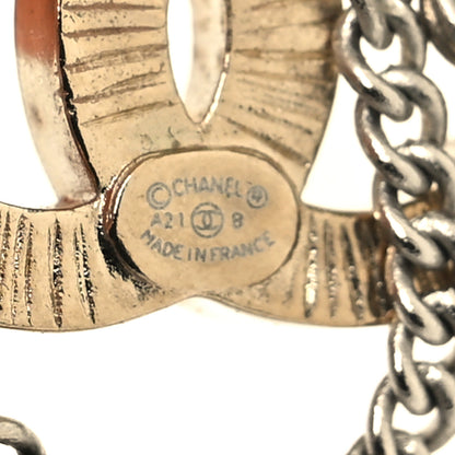 Chanel Crystal Chain CC Earrings Gold 4 of 5