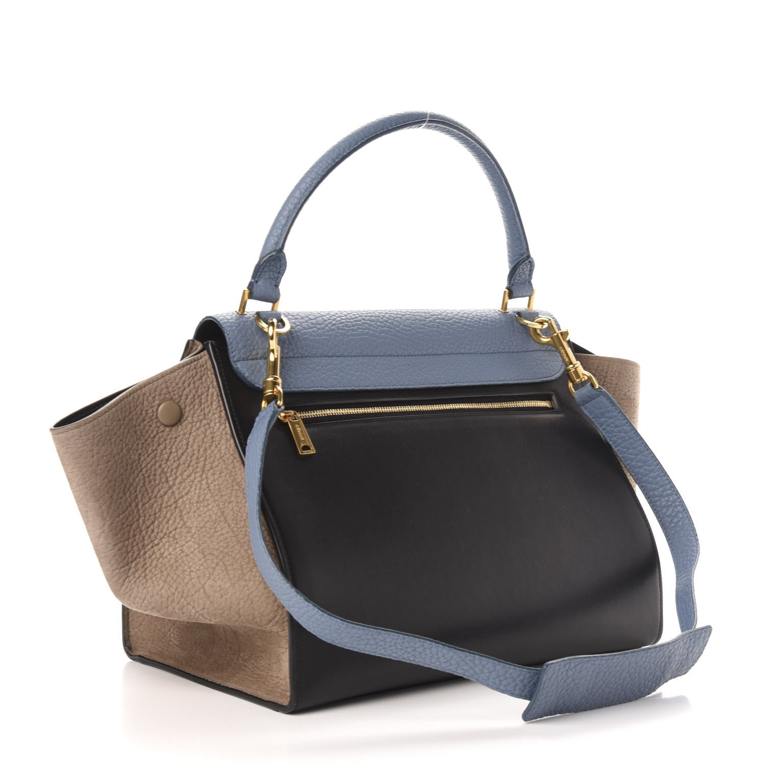 Celine Bullhide Calfskin Grained Nubuck Small Tri-Color Trapeze Medium Blue 4 of 11
