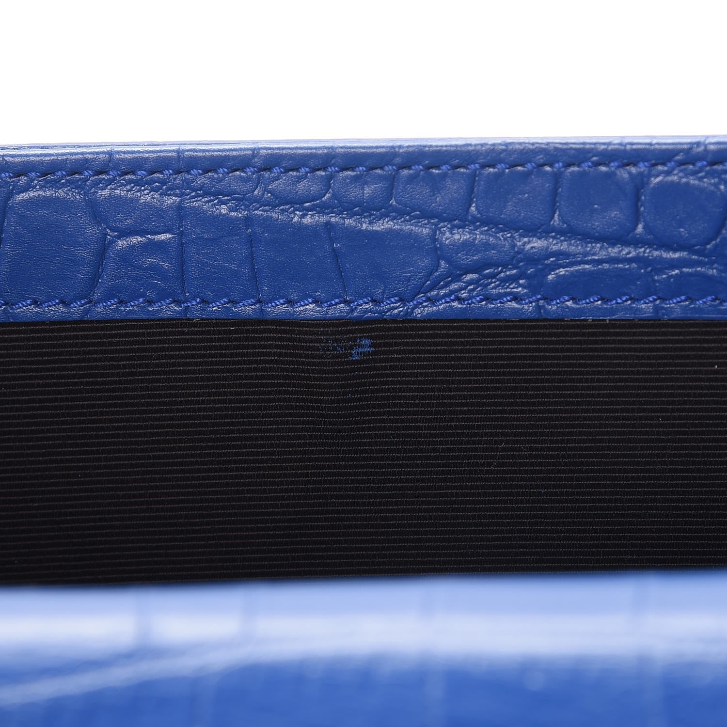 Saint Laurent Calfskin Crocodile Embossed Classic Kate Monogram Clutch Royal Blue 8 of 8