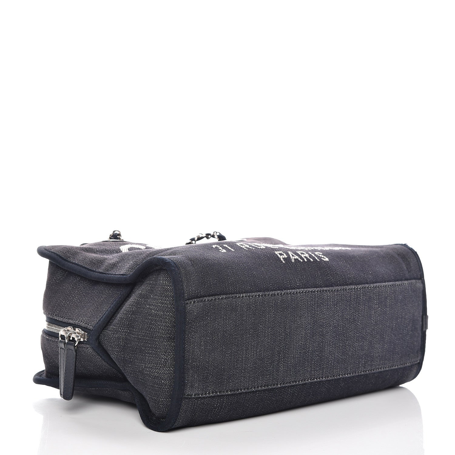 Chanel Denim Deauville Bowling Bag Dark Blue 5 of 17