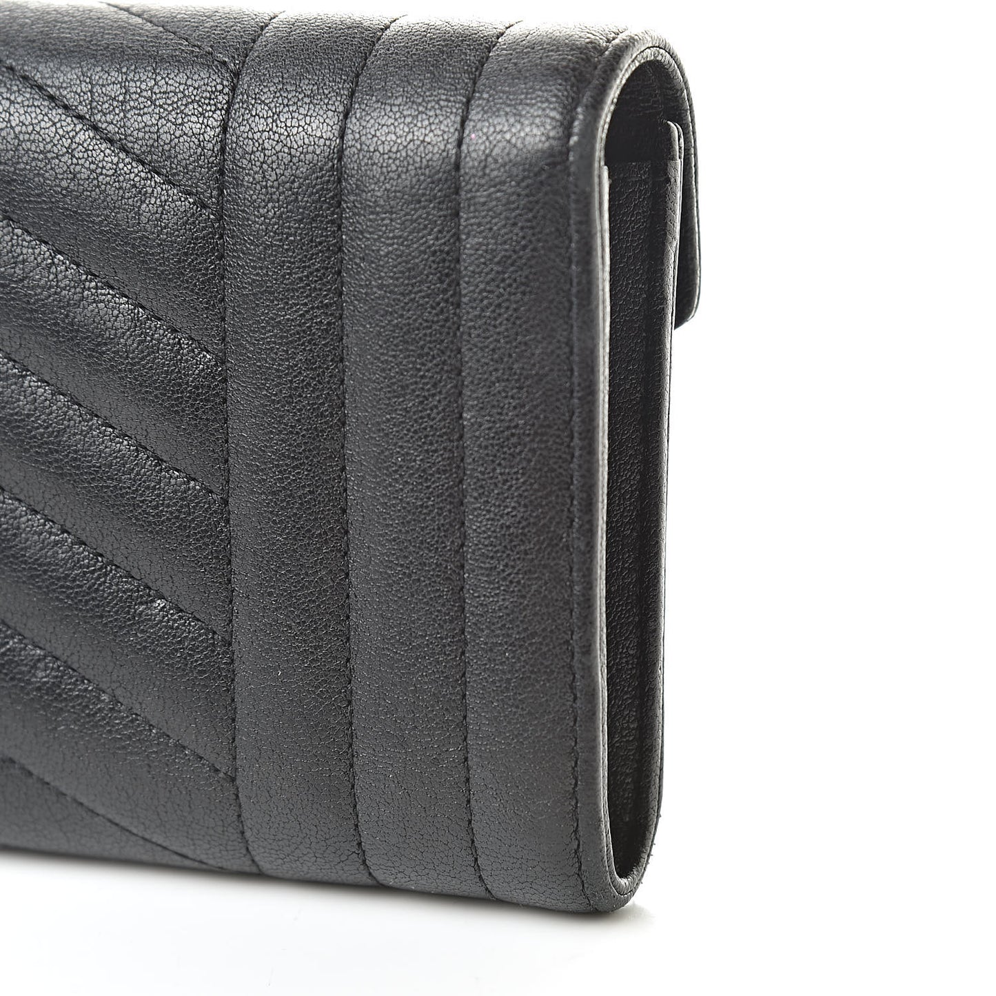 Lambskin Mixed Matelasse Quilted Large Monogram Envelope Wallet Black