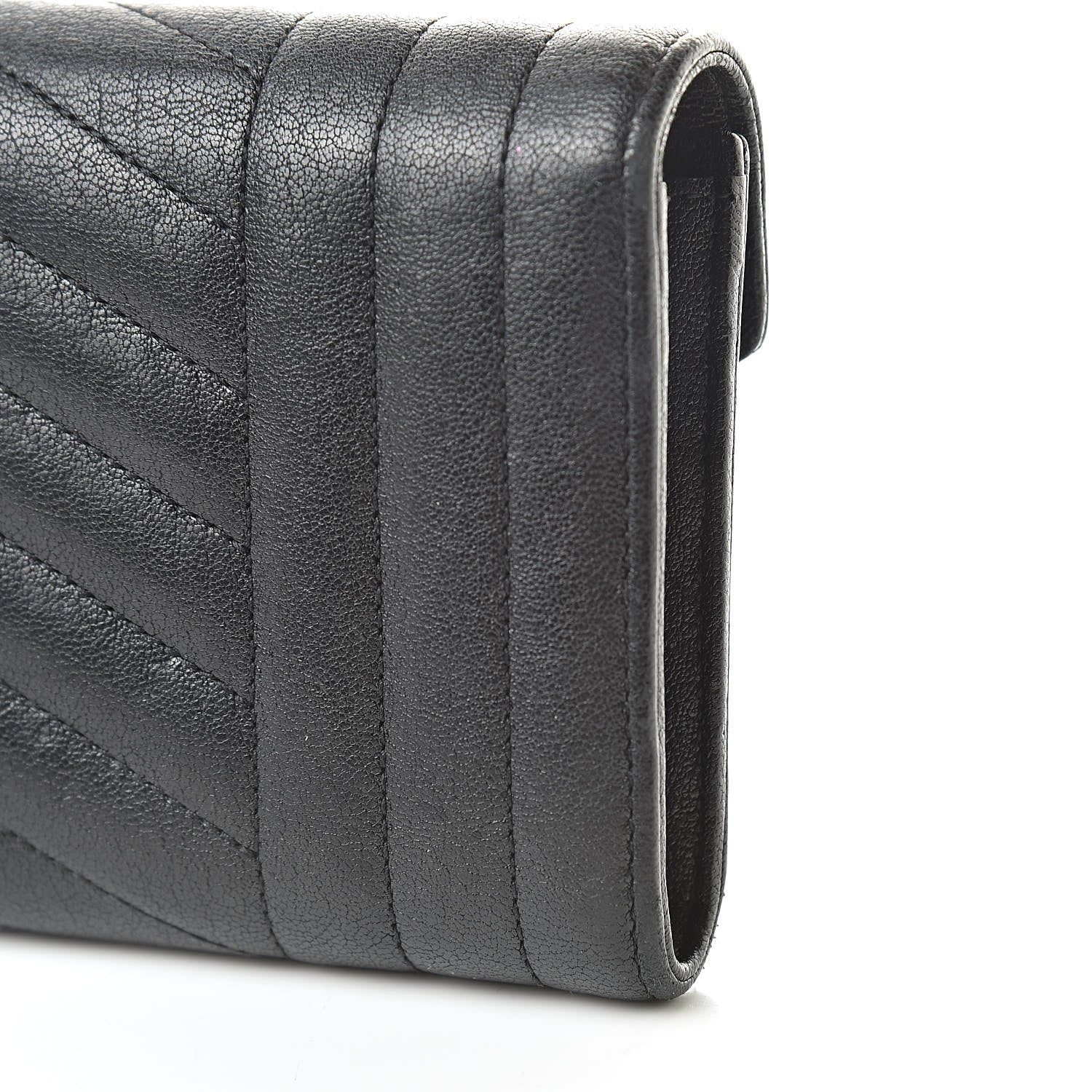 Saint Laurent Lambskin Mixed Matelasse Quilted Large Monogram Envelope Wallet Black 15 of 16