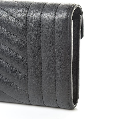 Saint Laurent Lambskin Mixed Matelasse Quilted Large Monogram Envelope Wallet Black 15 of 16