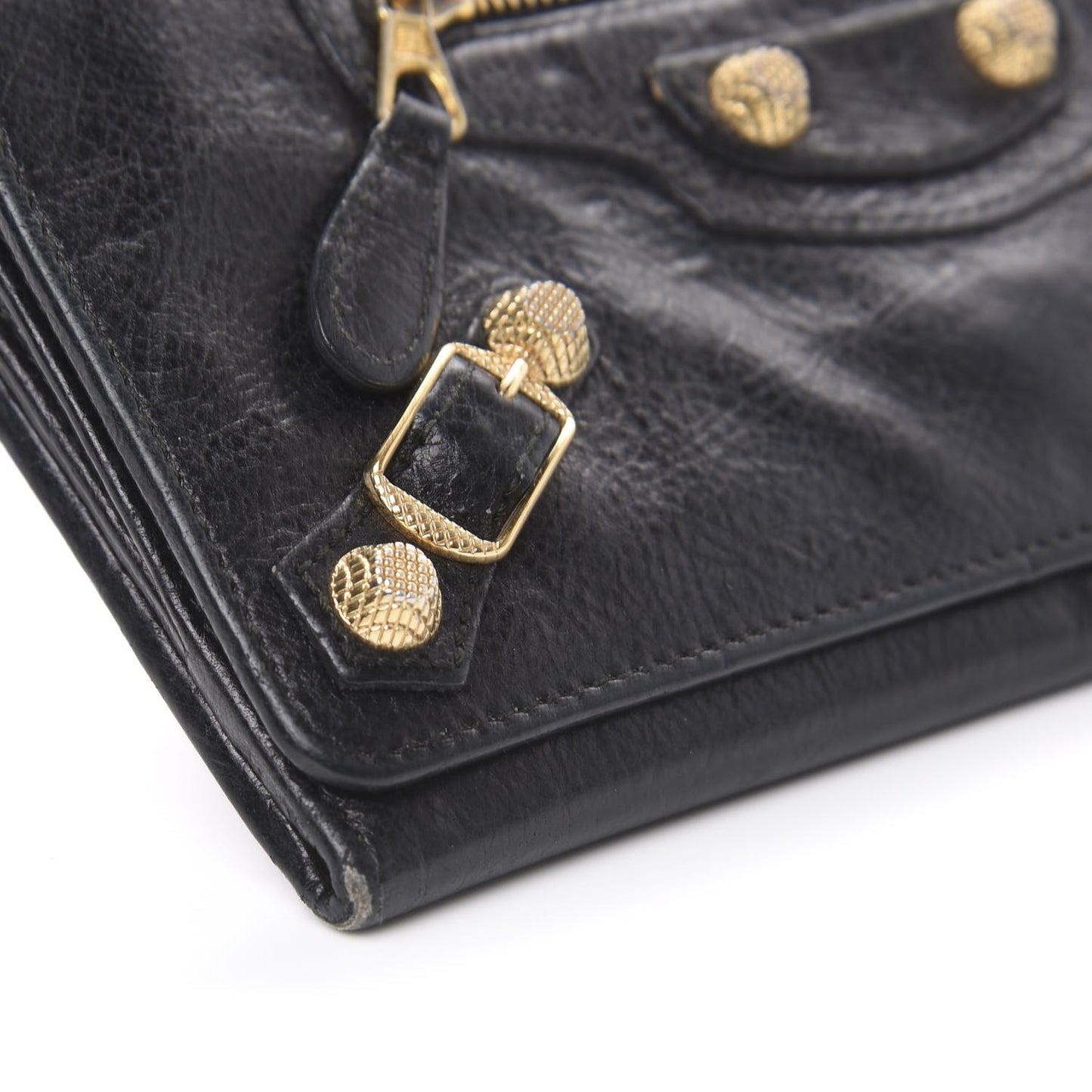 Agneau Giant 12 Gold Hardware Money Wallet Black