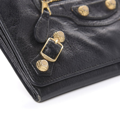 Balenciaga Agneau Giant 12 Gold Hardware Money Wallet Black 9 of 15