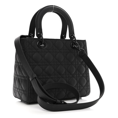 Christian Dior Ultra Matte Calfskin Cannage Medium Lady Dior Black 3 of 9