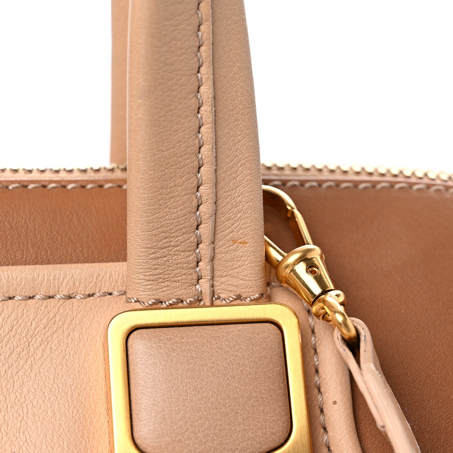 Fendi Capra Vitello Dolce Marmol Colorblock Small Chameleon Tote Cipria Makeup Camel 13 of 13