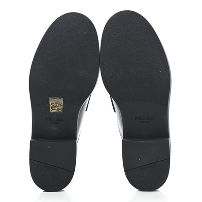 Prada Spazzolato Metal Triangle Logo 40mm Loafer Mules 39 Black 5 of 11