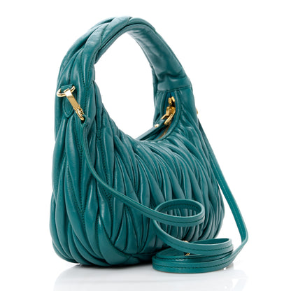 Miu Miu Nappa Matelasse Small Wander Hobo Laguna 3 of 12