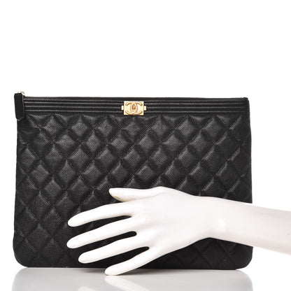 Chanel Caviar Quilted Medium Boy Cosmetic Case Black 2 of 7