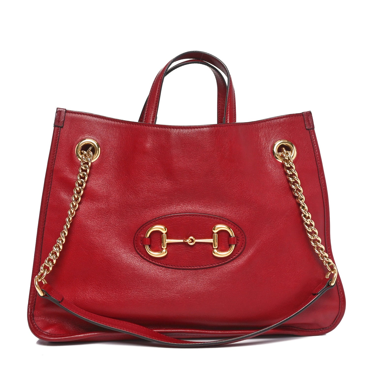 Gucci Patent Calfskin Medium Horsebit 1955 Tote Bag New Cherry Red 1 of 10