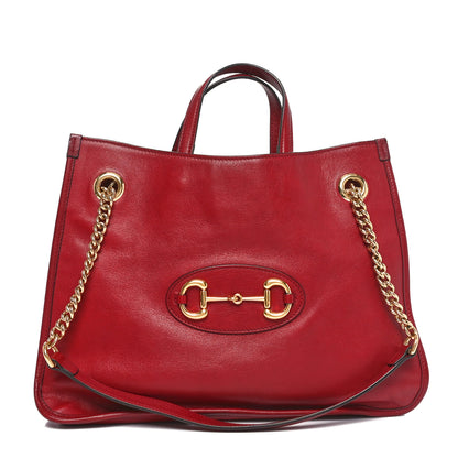 Gucci Patent Calfskin Medium Horsebit 1955 Tote Bag New Cherry Red 1 of 10