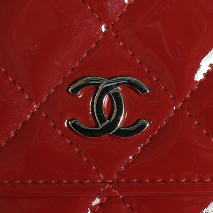 Chanel Patent Quilted Wallet On Chain WOC Red 5 of 9