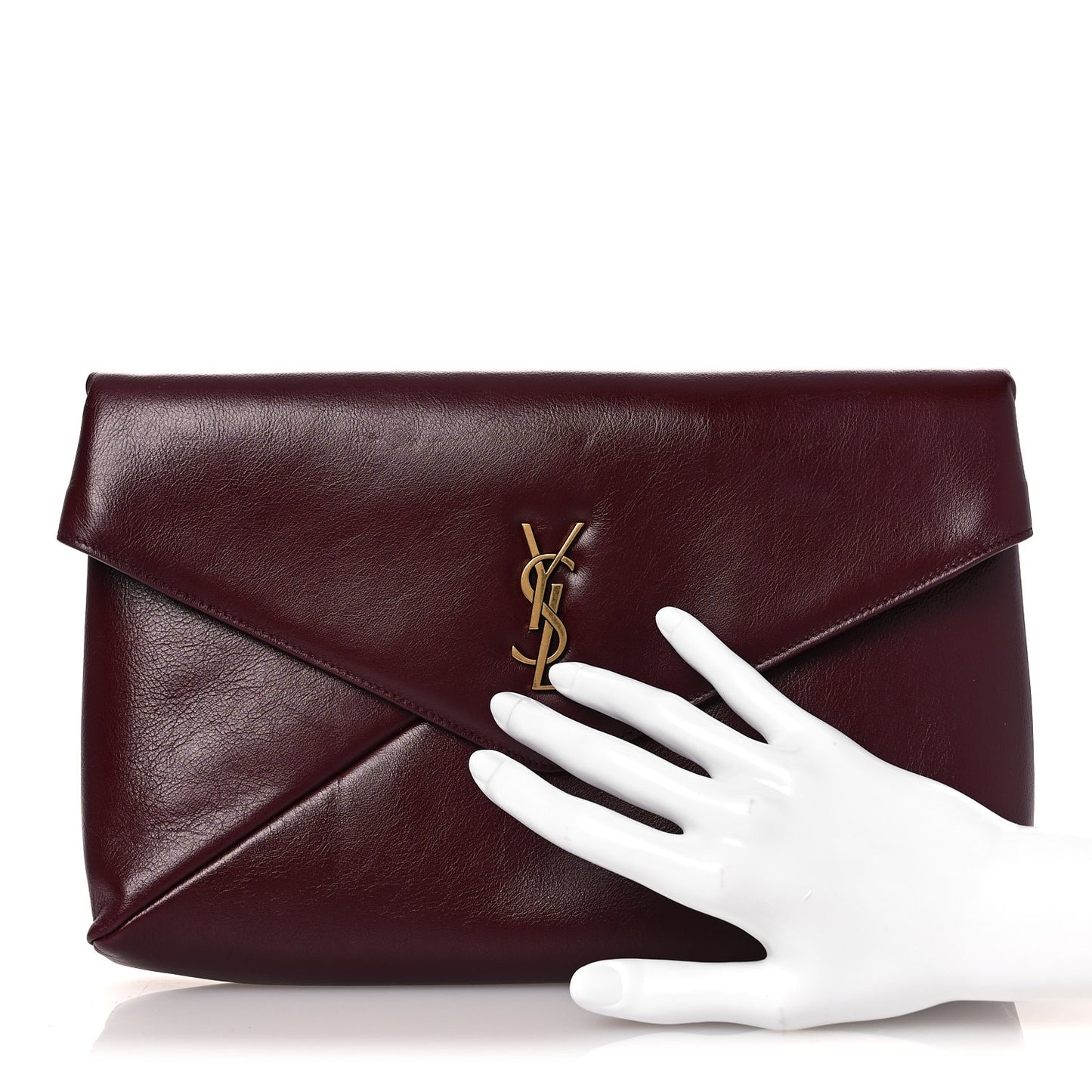 Lambskin Large Cassandre Envelope Pouch Dark Ruby