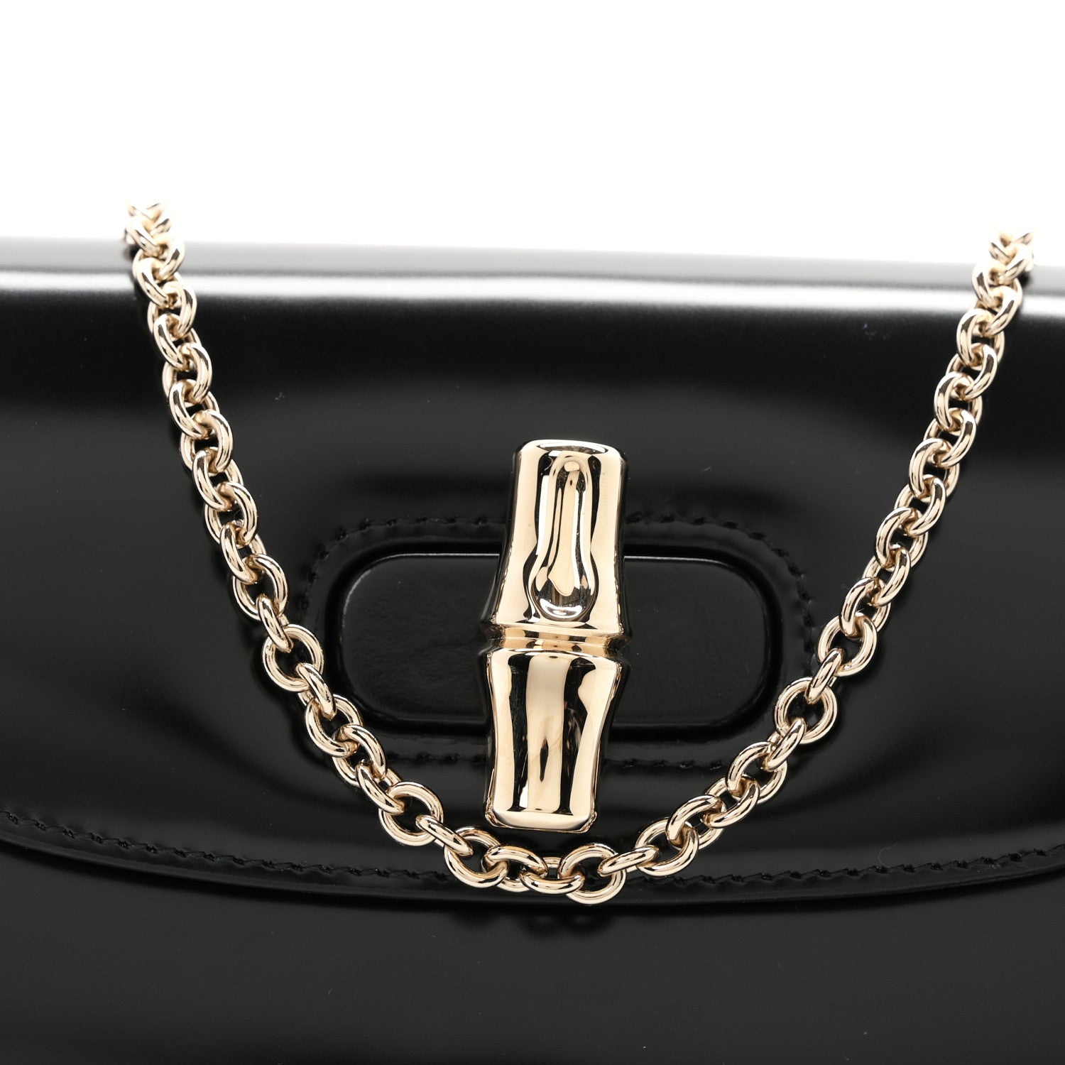 Gucci Shiny Calfskin Small Bamboo Night Bag Black 8 of 10