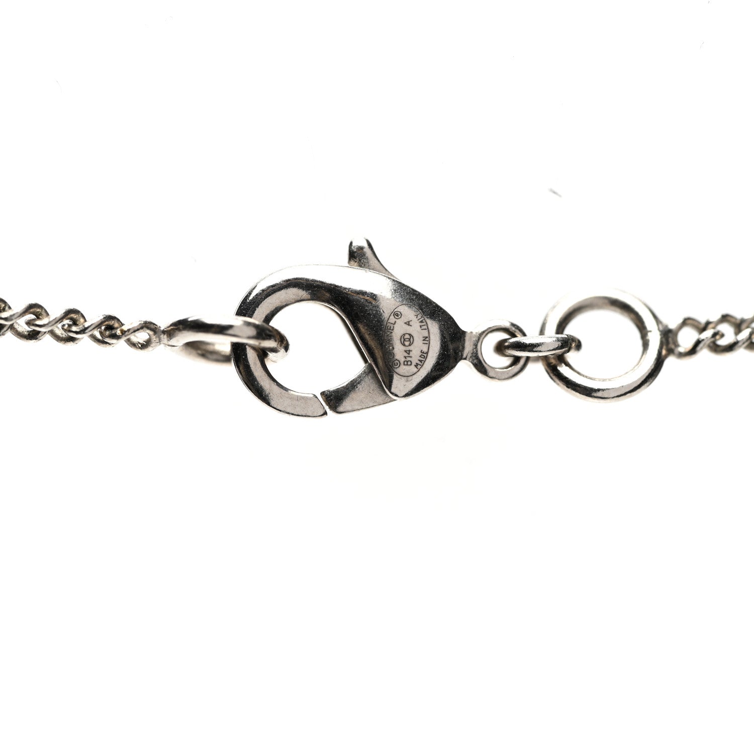 Chanel Enamel CC Pearl Drop Necklace Black Silver 4 of 5