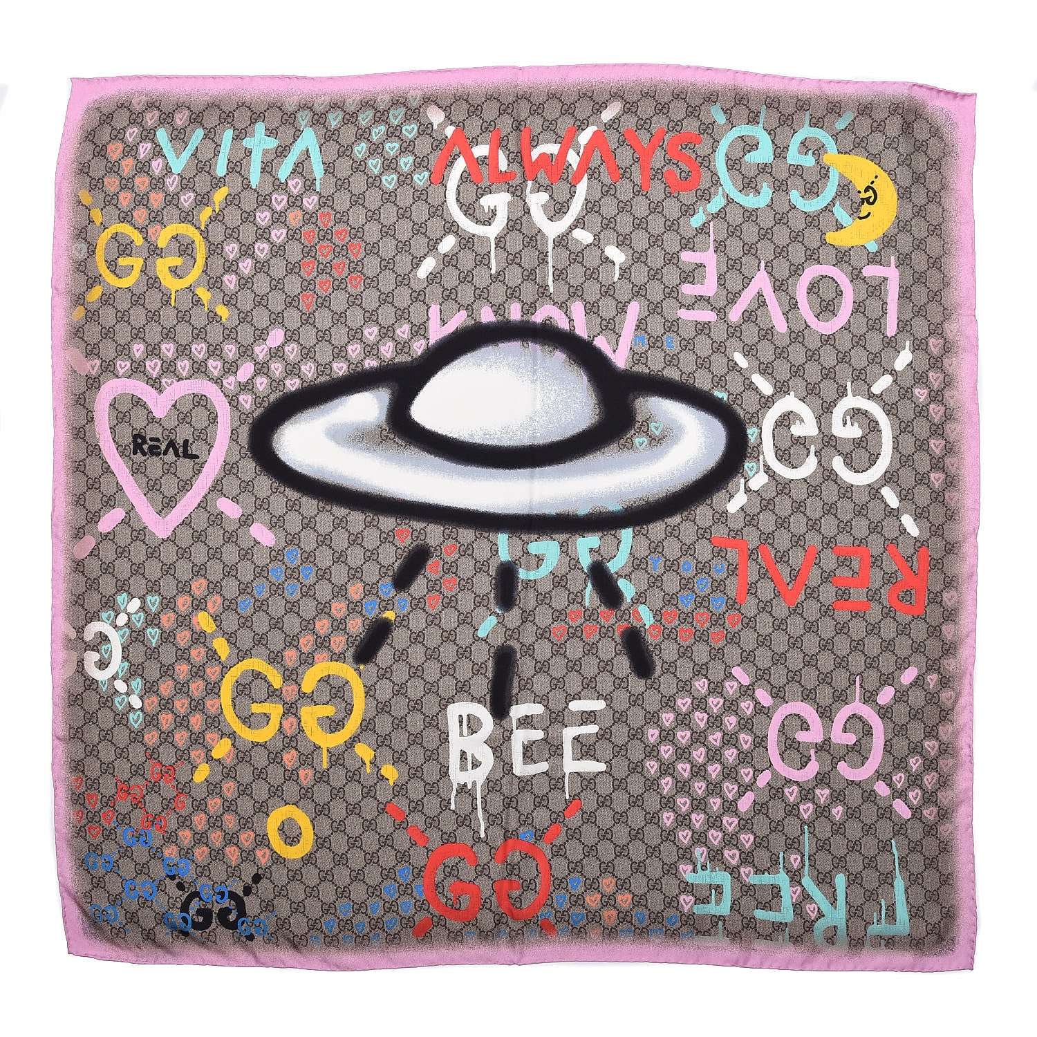 Gucci Silk Twill GG Monogram Real GG UFO Square Scarf Multicolor 1 of 4