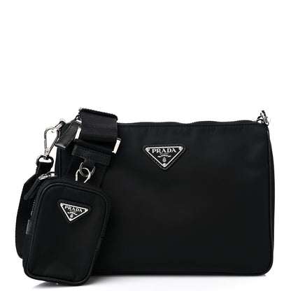 Prada Re-Nylon Saffiano Pocket Zippered Shoulder Bag Black 2 of 8