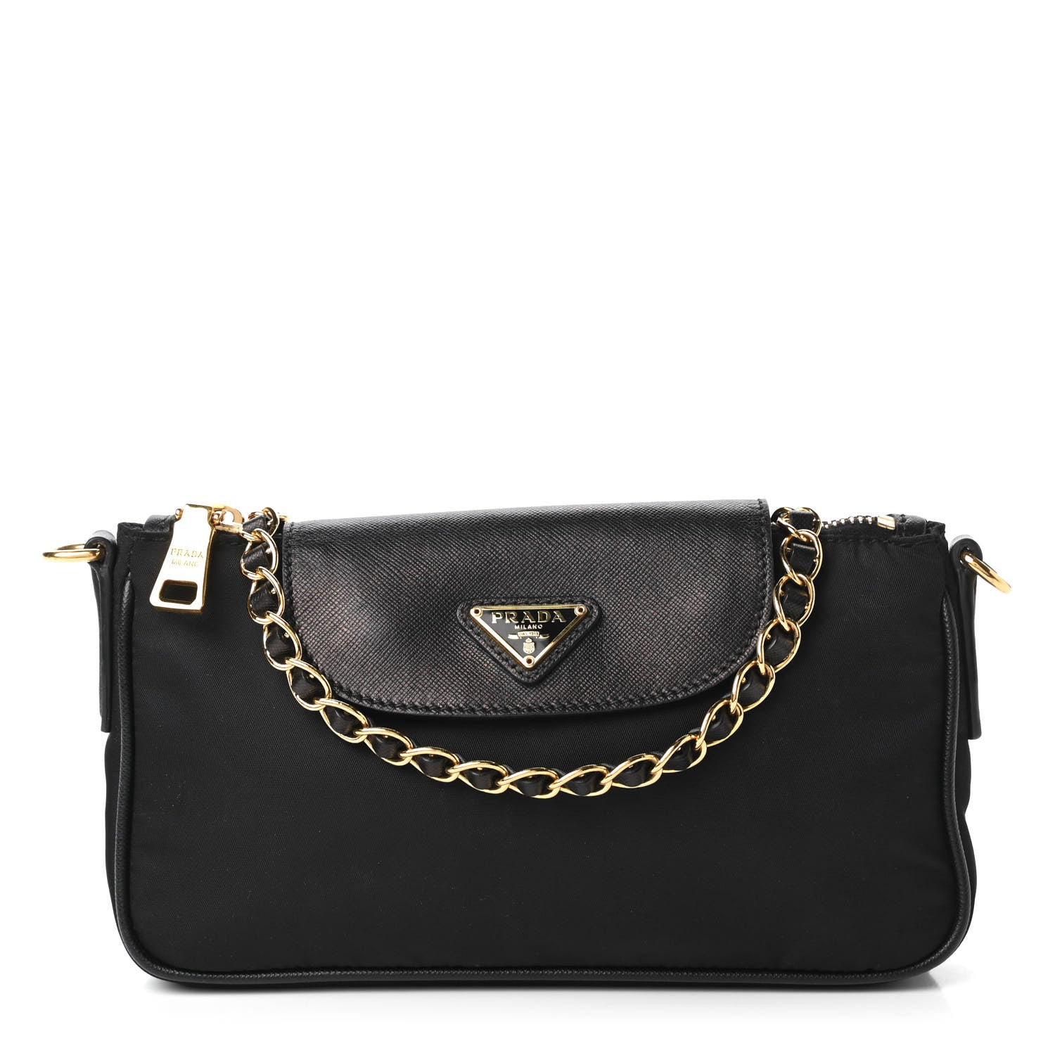 Prada Tessuto Nylon Saffiano Crossbody Bag Black 1 of 10