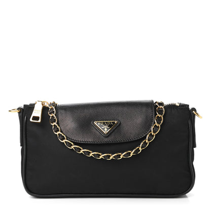 Prada Tessuto Nylon Saffiano Crossbody Bag Black 1 of 10