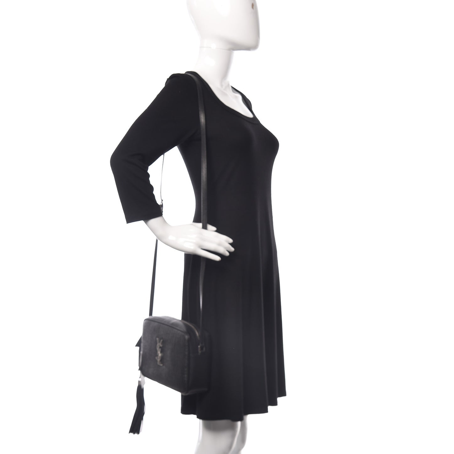 Raffia Canvas Monogram Lou Camera Bag Black