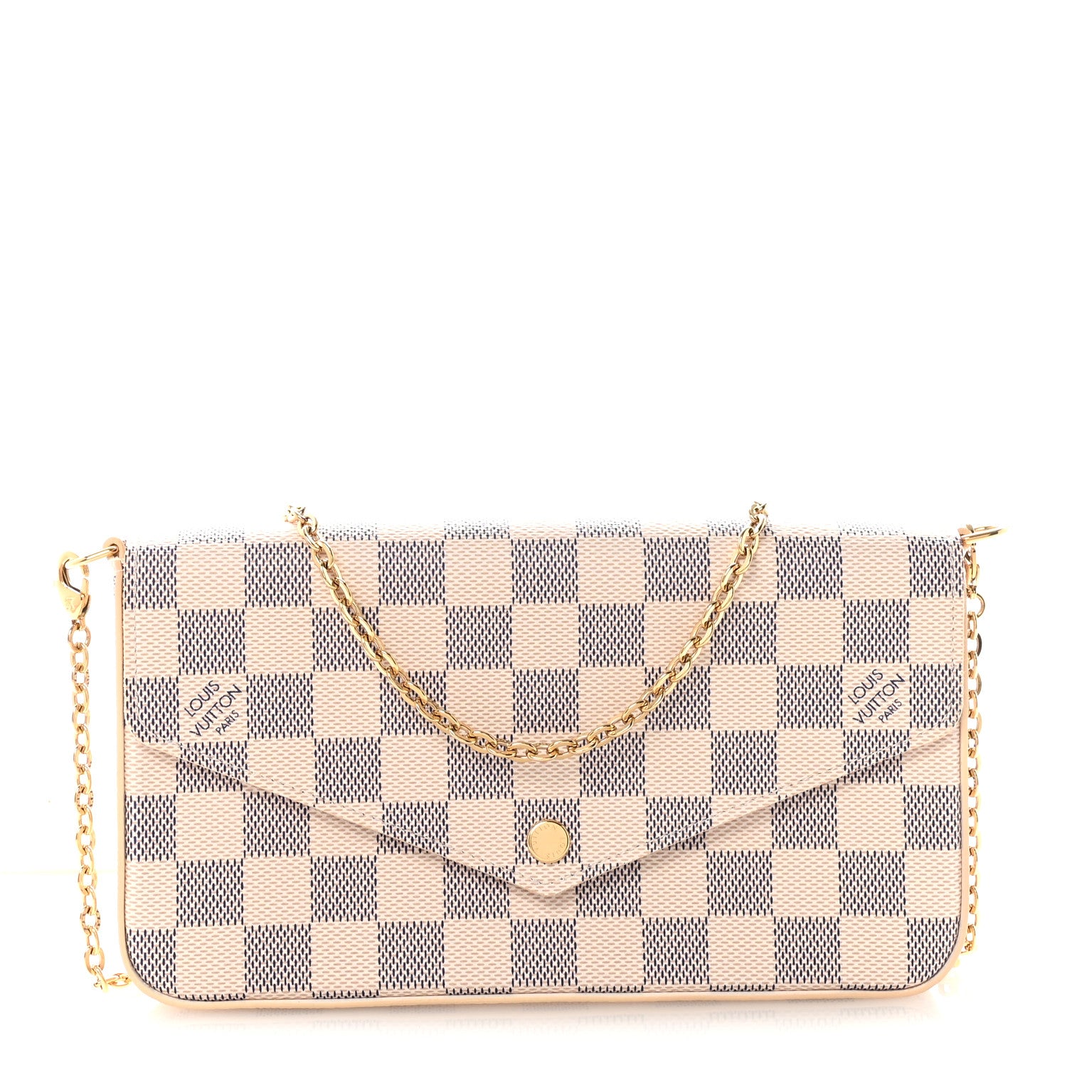 Louis Vuitton Damier Azur Pochette Felicie Chain Wallet Rose Ballerine 1 of 11