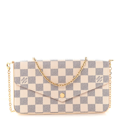 Louis Vuitton Damier Azur Pochette Felicie Chain Wallet Rose Ballerine 1 of 11
