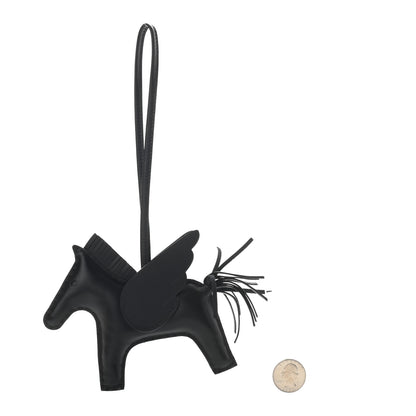 Hermes Milo Lambskin Grigri Rodeo Pegase Horse Bag Charm MM So Black 2 of 4