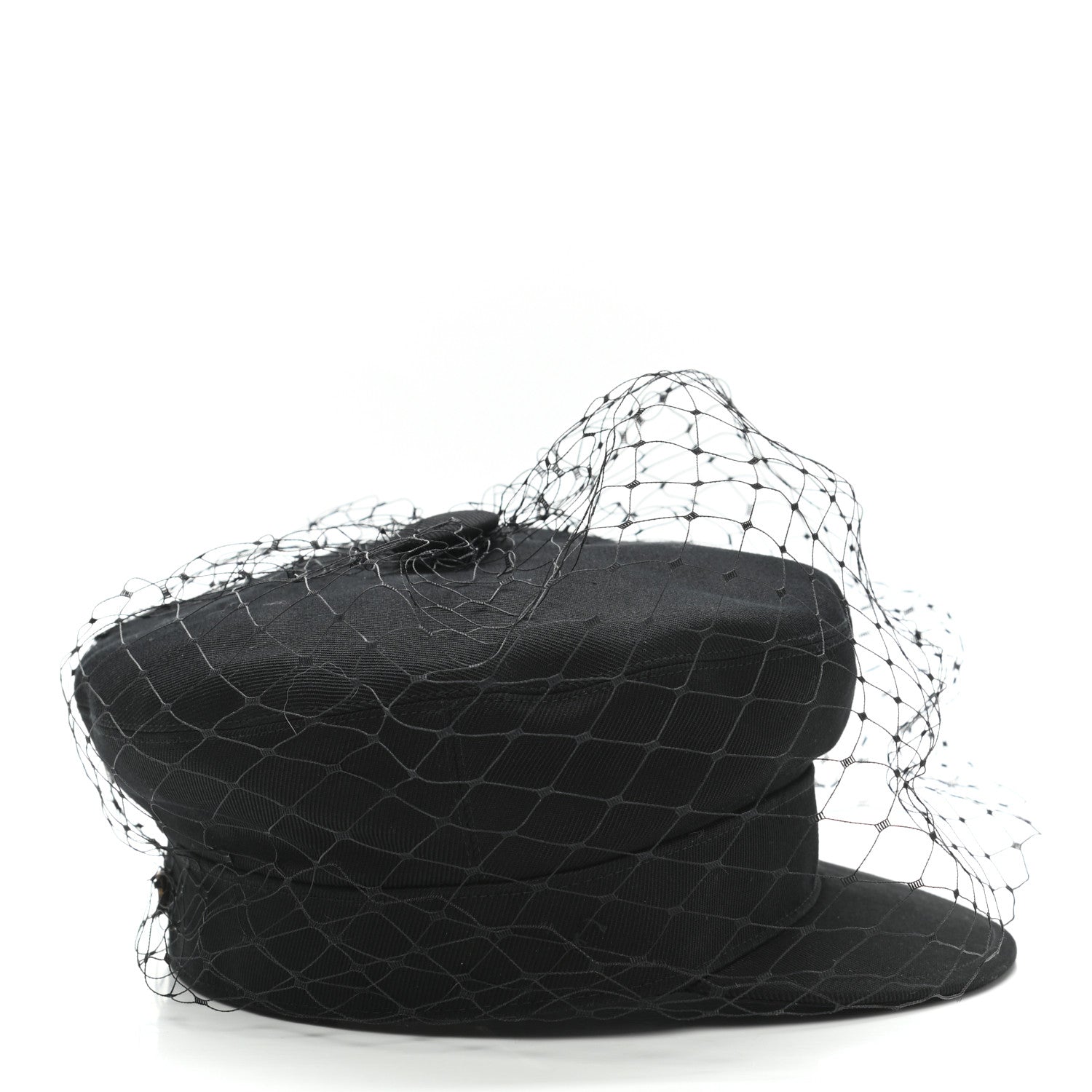 Christian Dior Cotton Canvas Arty Cap with Veil 57 Black 5 of 9