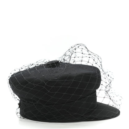 Christian Dior Cotton Canvas Arty Cap with Veil 57 Black 5 of 9