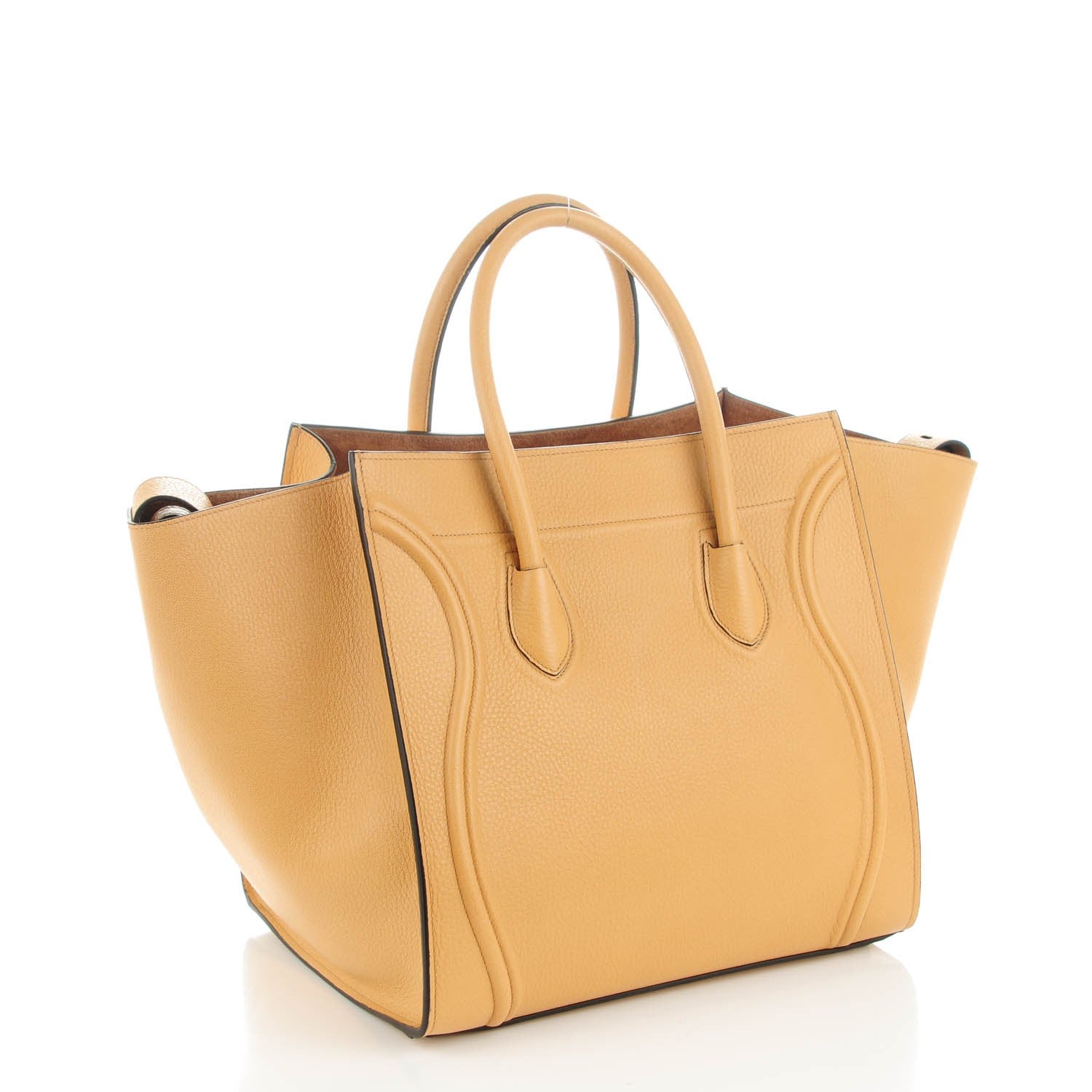 Celine Drummed Calfskin Medium Phantom Luggage Daffodil 3 of 7