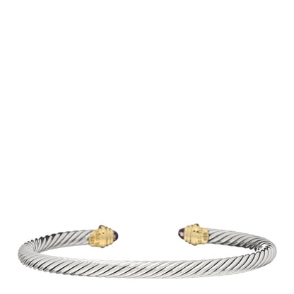 David Yurman Sterling Silver 18K Yellow Gold Amethyst 4mm Cable Kids Bracelet 2 of 3