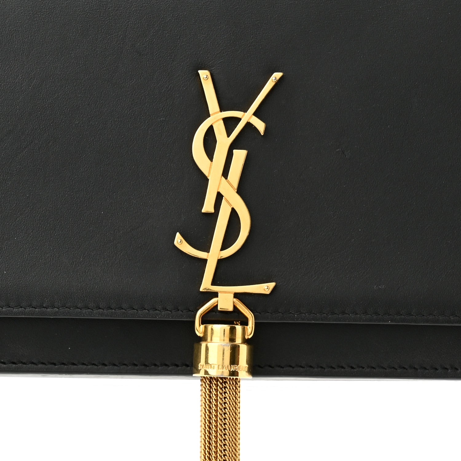 Saint Laurent Smooth Calfskin Classic Monogram Kate Tassel Chain Wallet Black 7 of 9