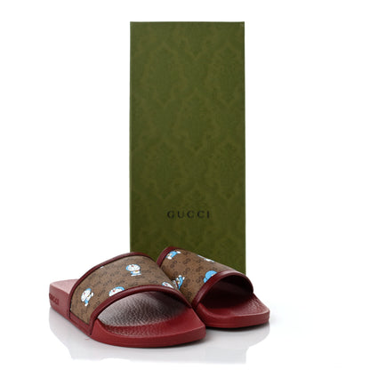 Gucci X DORAEMON Mini Vintage GG Supreme Monogram Womens Slide Sandals 35 Beige Cherry Red 8 of 8