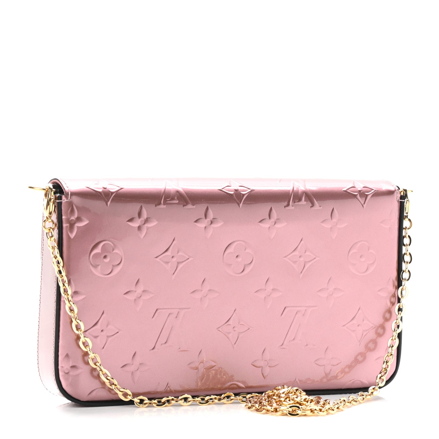 Vernis Pochette Felicie Chain Wallet Metallic Pale Pink