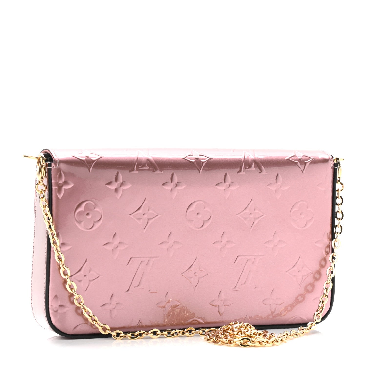 Louis Vuitton Vernis Pochette Felicie Chain Wallet Metallic Pale Pink 5 of 10