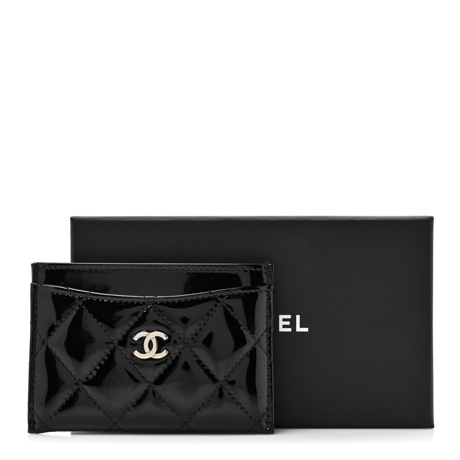 Chanel Patent Calfskin Quilted Card Holder Black 9 of 9