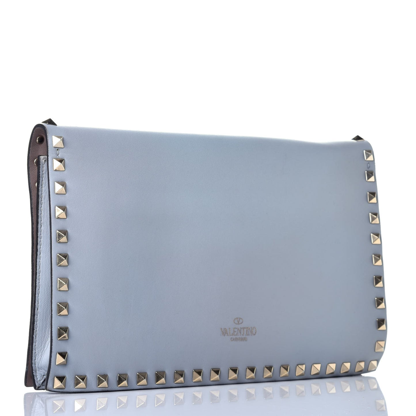 Nappa Rockstud Wristlet Clutch Water Sky