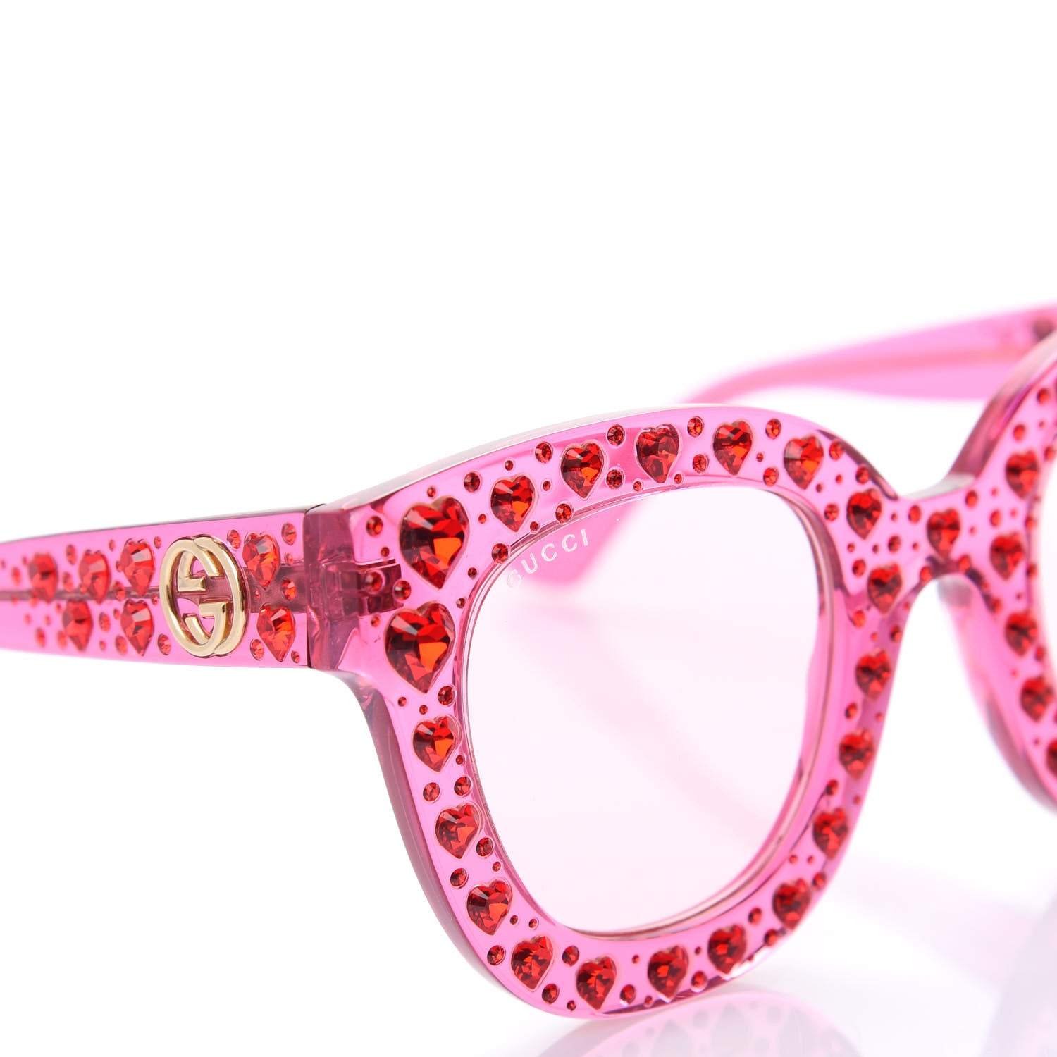Gucci Acetate Crystal Heart GG0116S Sunglasses Fuchsia 7 of 8