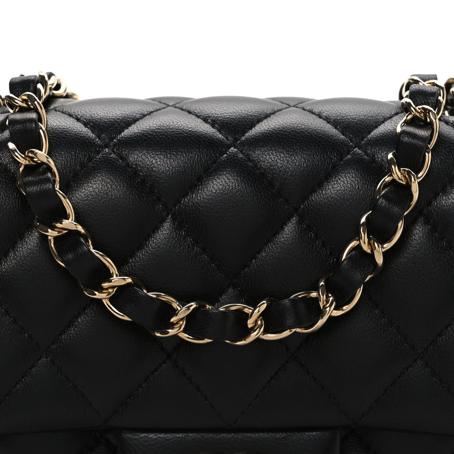 Lambskin Quilted Mini Square Flap Black