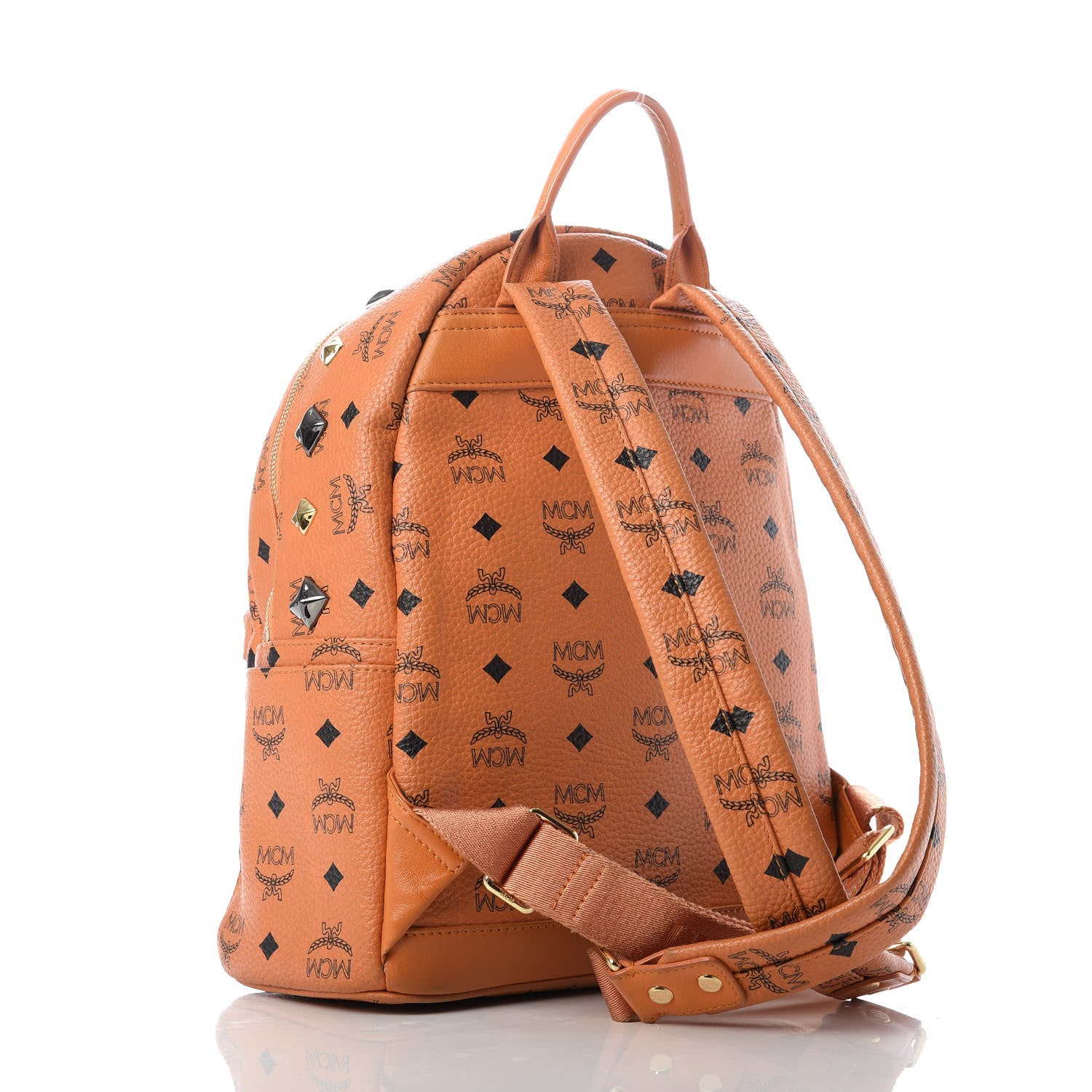 MCM Visetos Studded Small Stark Backpack Orange 2 of 7