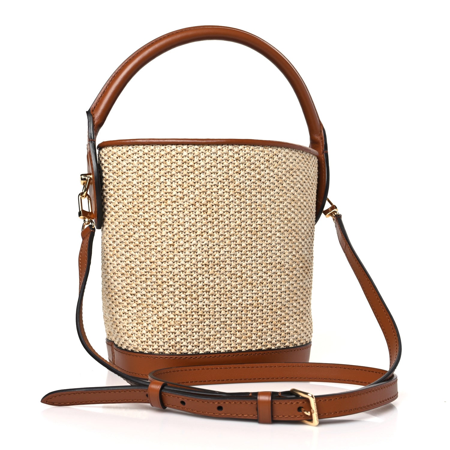 Louis Vuitton Kitted Raffia Petit Bucket Caramel 3 of 8