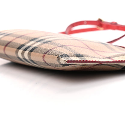 Burberry Haymarket Check Small Peyton Crossbody Clutch Bag Red 8 of 8
