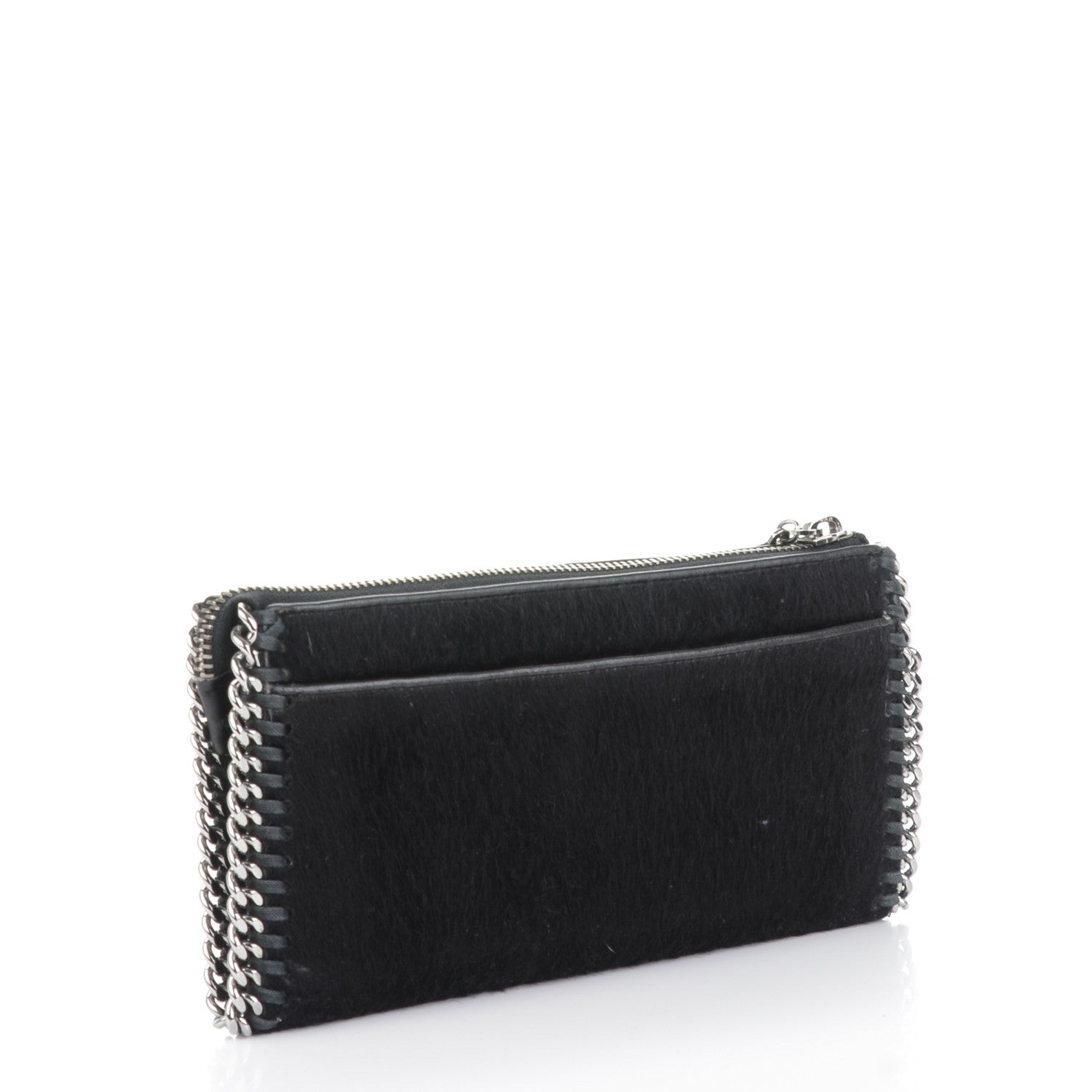 Stella McCartney Faux Pony Hair Falabella Zip Wallet Black 3 of 6