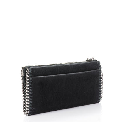 Stella McCartney Faux Pony Hair Falabella Zip Wallet Black 3 of 6