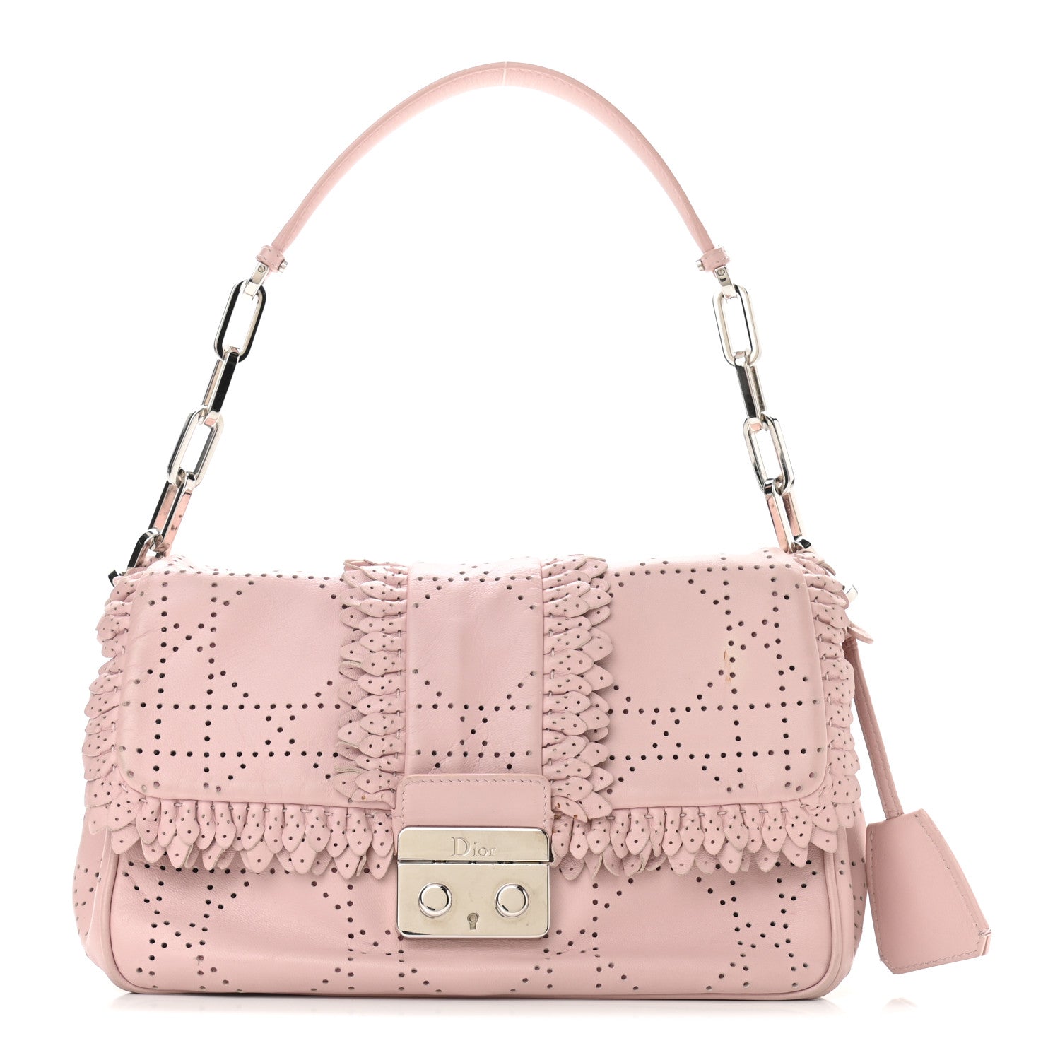 Christian Dior Lambskin Cannage Ruffle New Lock Flap Pink 1 of 12