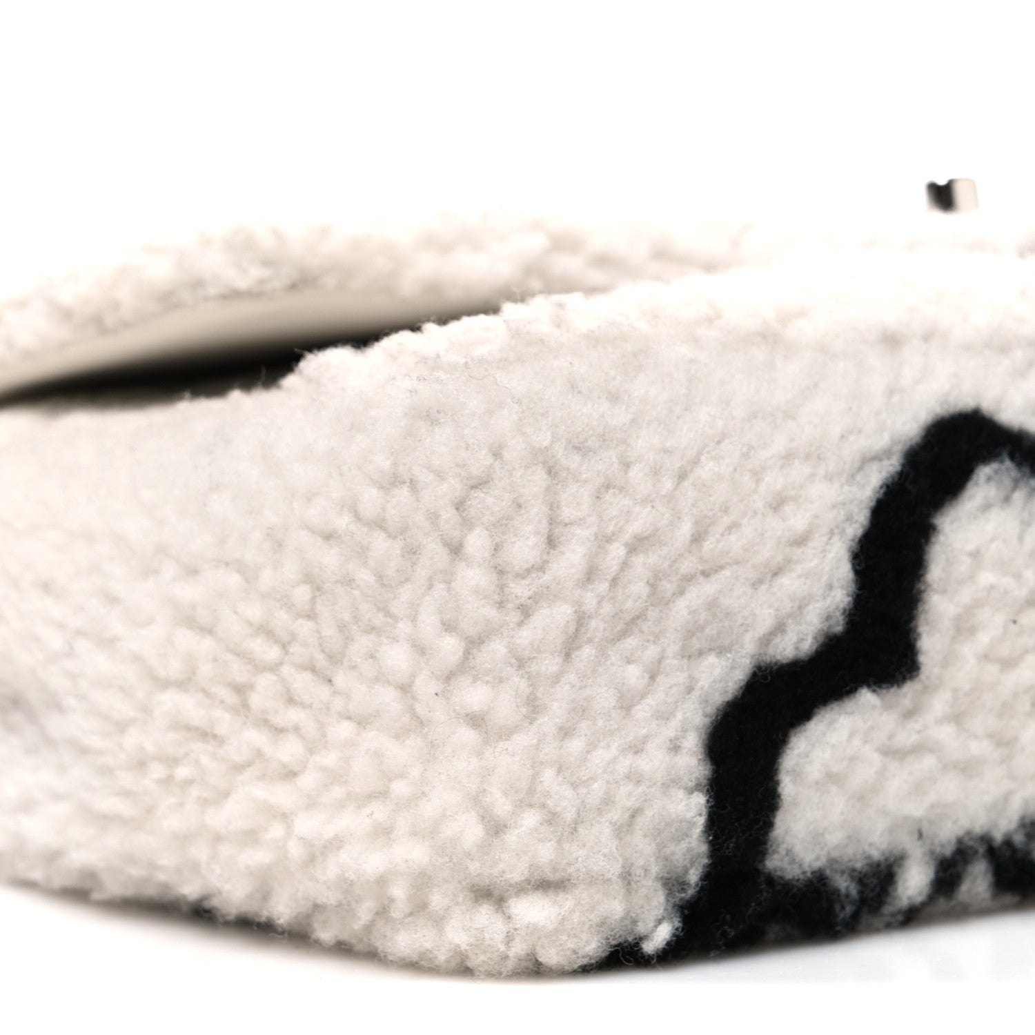 Chanel Wool Shearling Medium Single Flap White Black 9 of 11