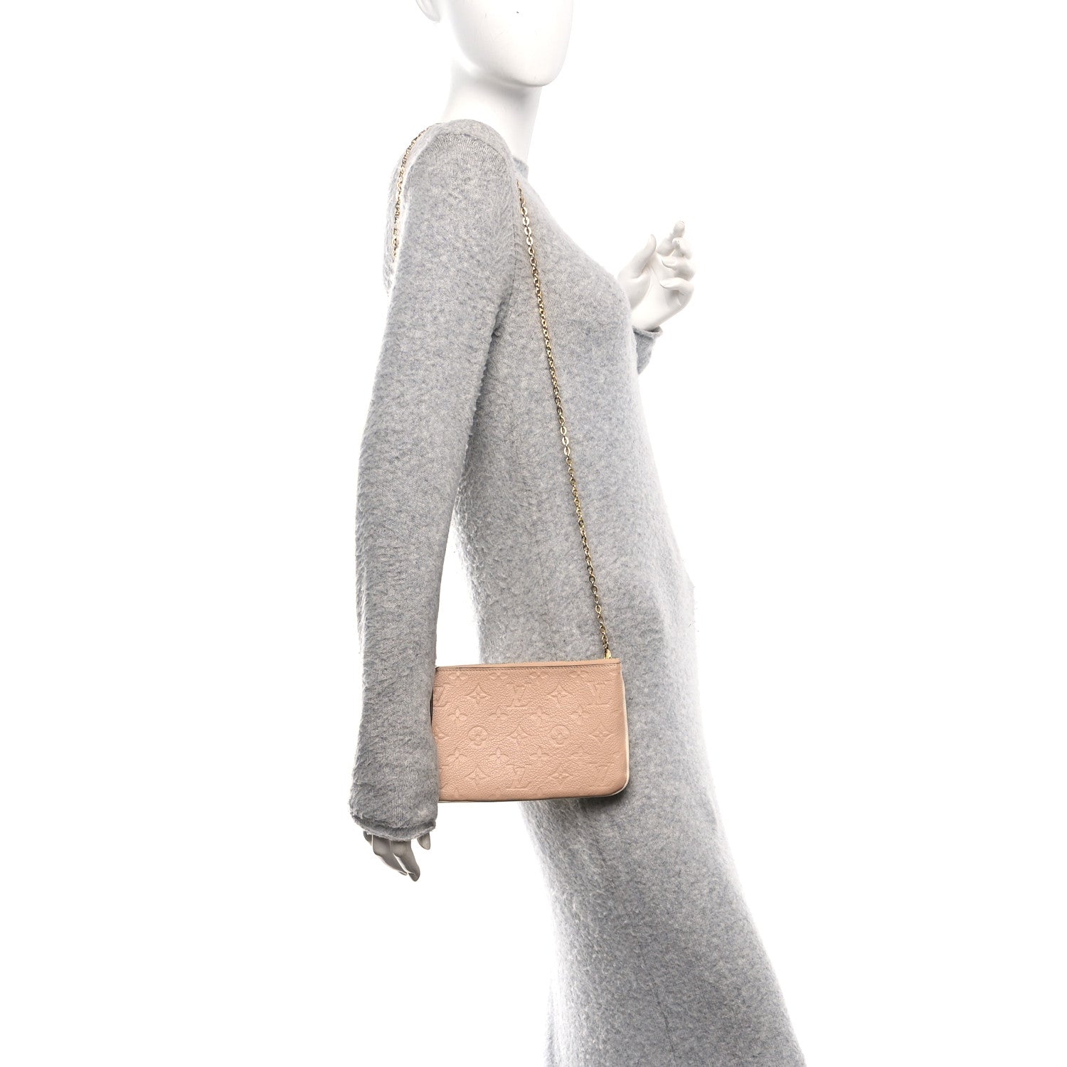 Louis Vuitton Empreinte Double Zip Pochette Beige Rose Creme 2 of 13