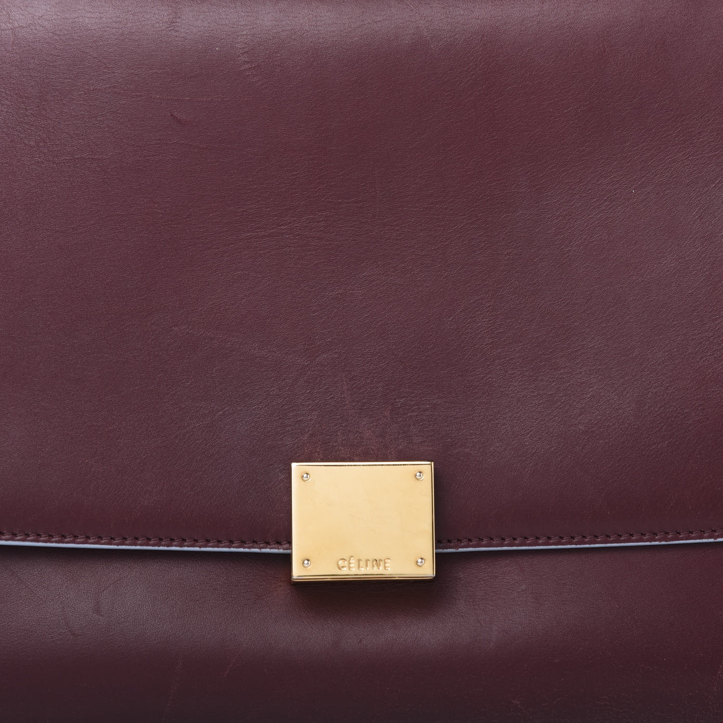 Smooth Calfskin Small Bi-Color Trapeze Burgundy Azur