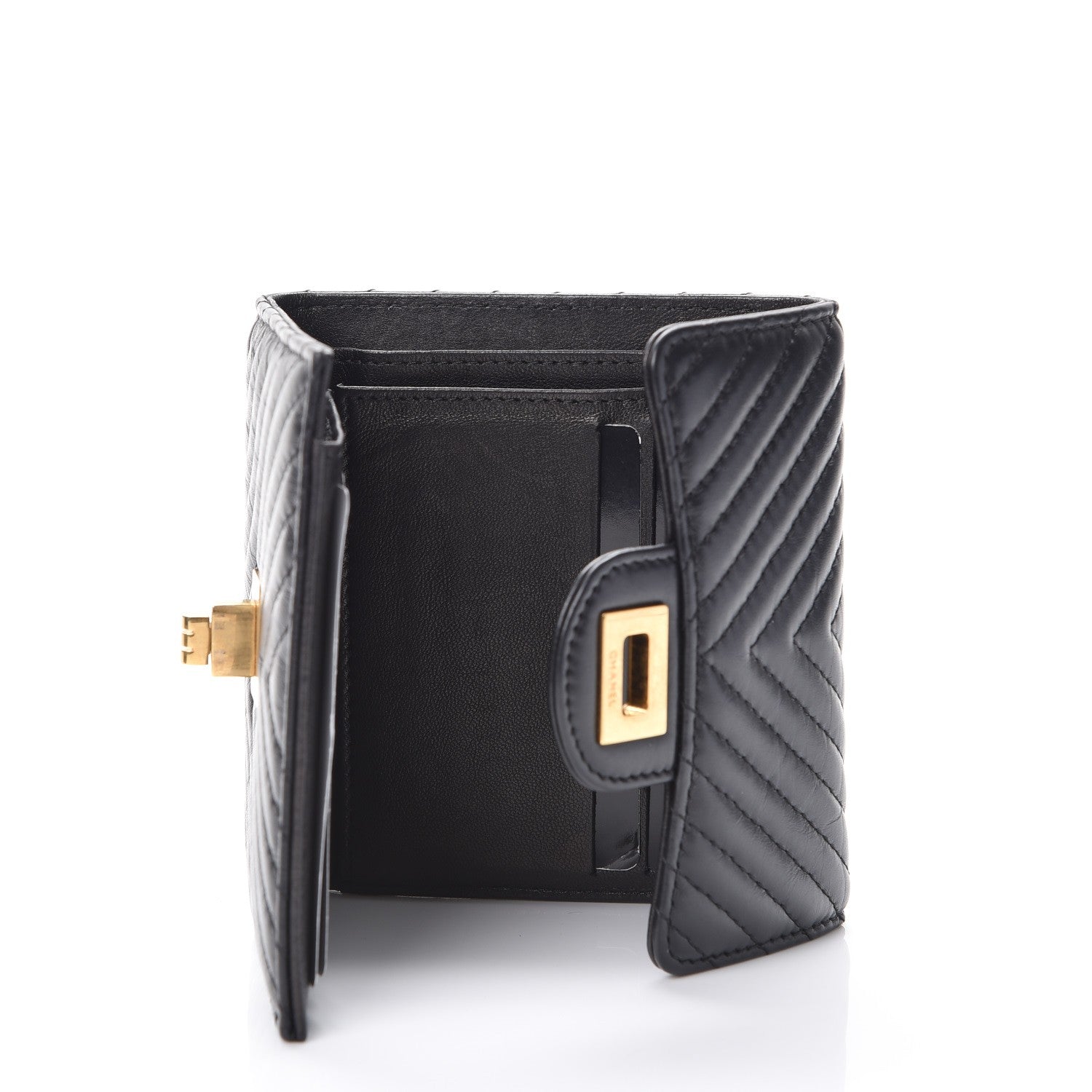 Chanel Aged Calfskin Chevron Reissue Compact Wallet Black 5 of 8